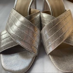Silver mules, size 8, Ann Taylor